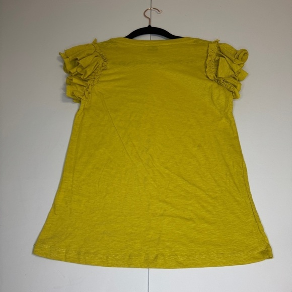 Industry Republic Ruffle Sleeve Tee XS Yellow Pima Cotton NWT - Picture 4 of 10